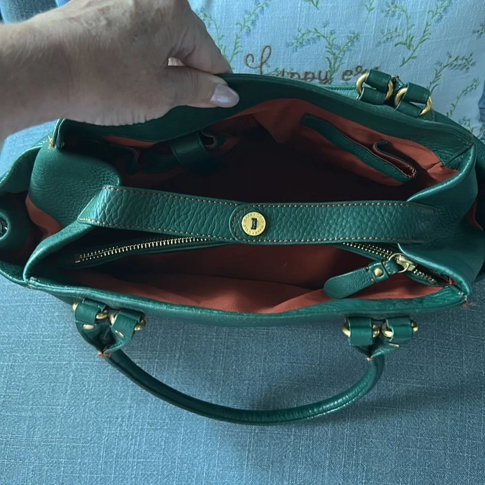 Vintage Cole Haan Forest Green Pebbled Leather Satchel Dark Academia Bag